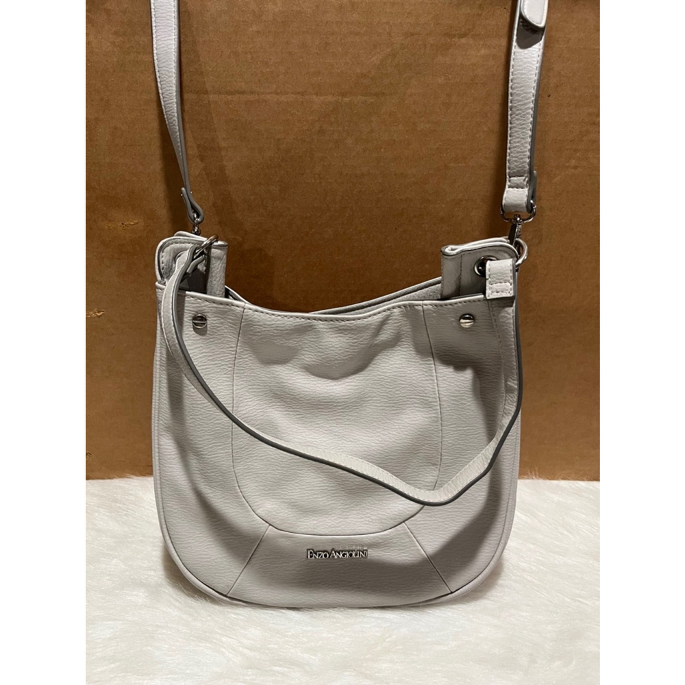 Vintage Enzo Angiolini Dove gray leather shoulder bag